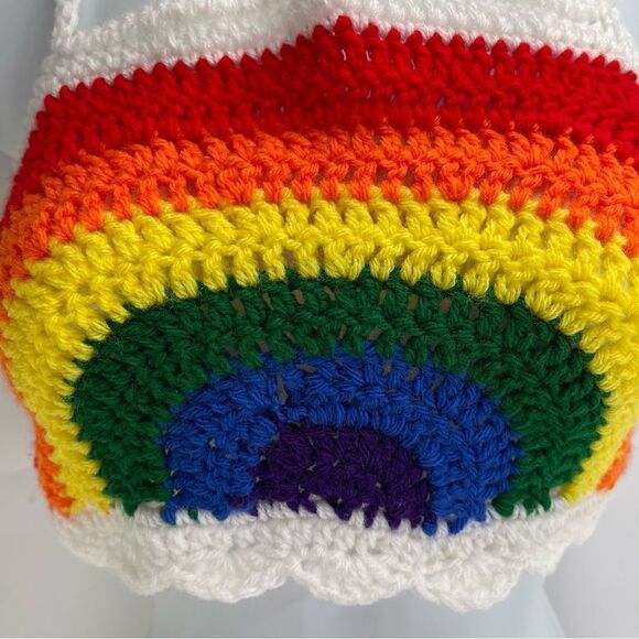 Handmade Napper brand rainbow crop top halter adjustable pride crochet XS NEW - Picture 9 of 16